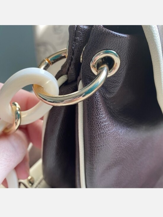 Kate Spade RARE Leather Horsehoe Bag with Chain Links... EUC
